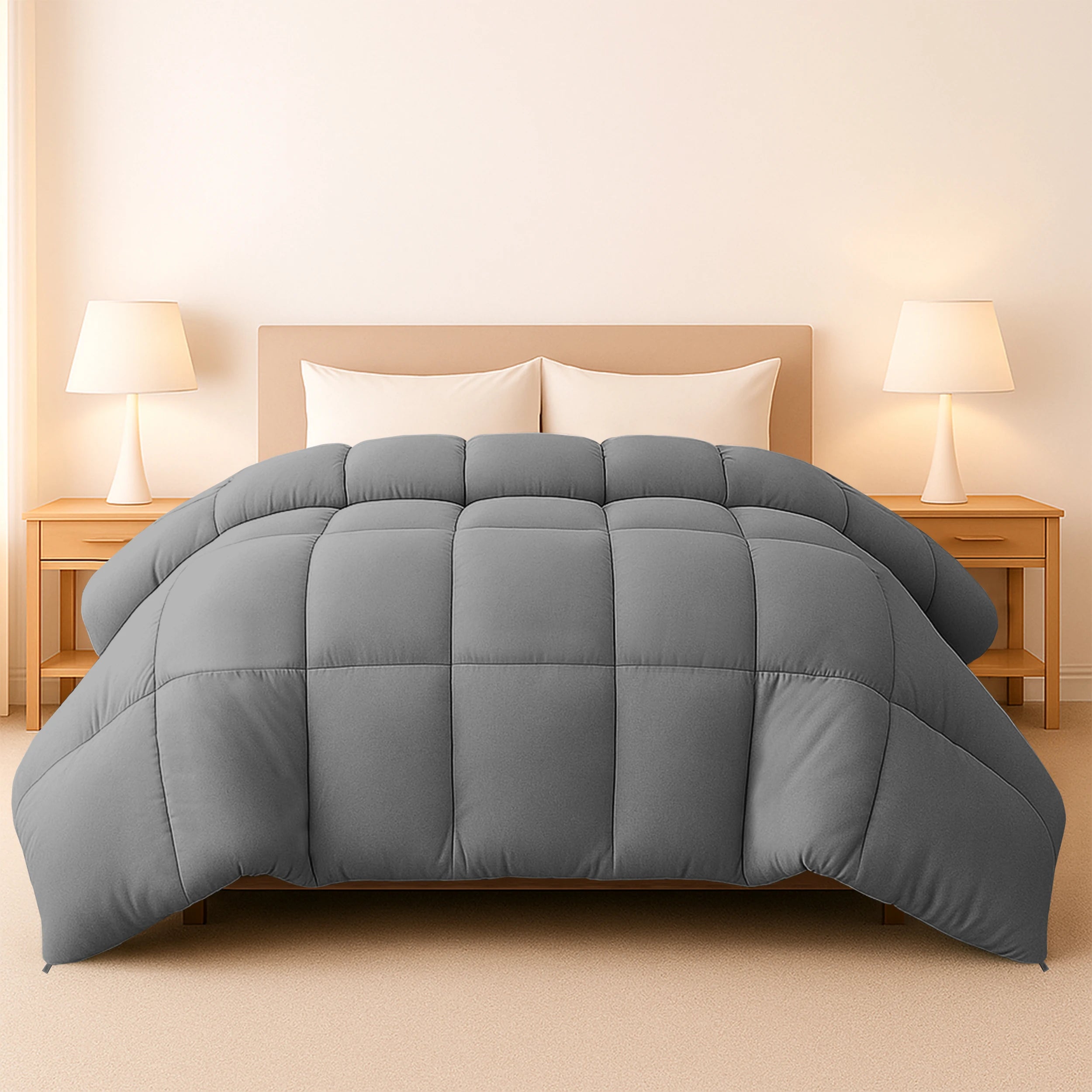 Lux Decor Down Alternative Comforter – 1 Piece Fluffy Duvet Insert with Box Stitch Design – Soft and Cozy Bedding, 102" x 90"