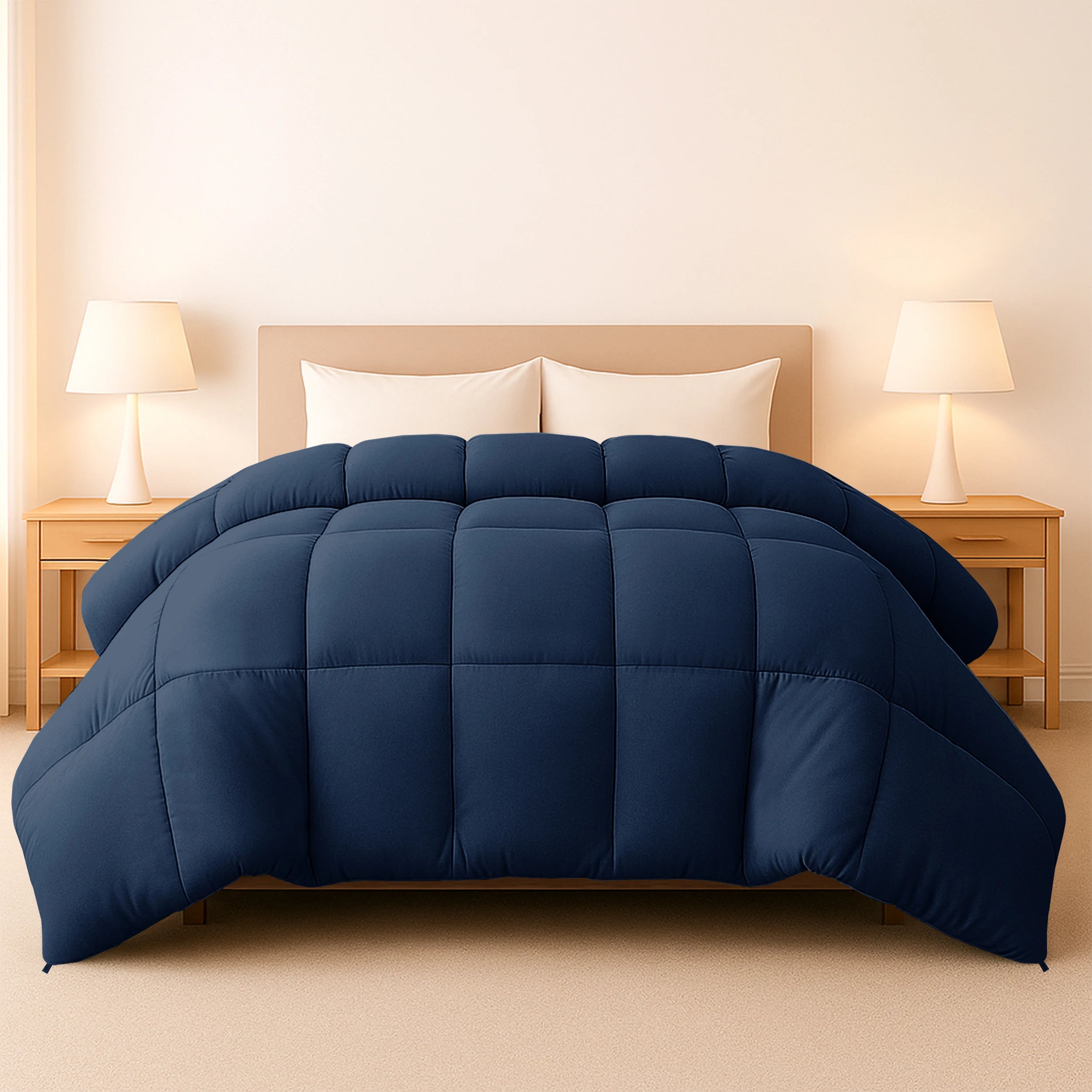 Lux Decor Down Alternative Comforter – 1 Piece Fluffy Duvet Insert with Box Stitch Design – Soft and Cozy Bedding, 102" x 90"