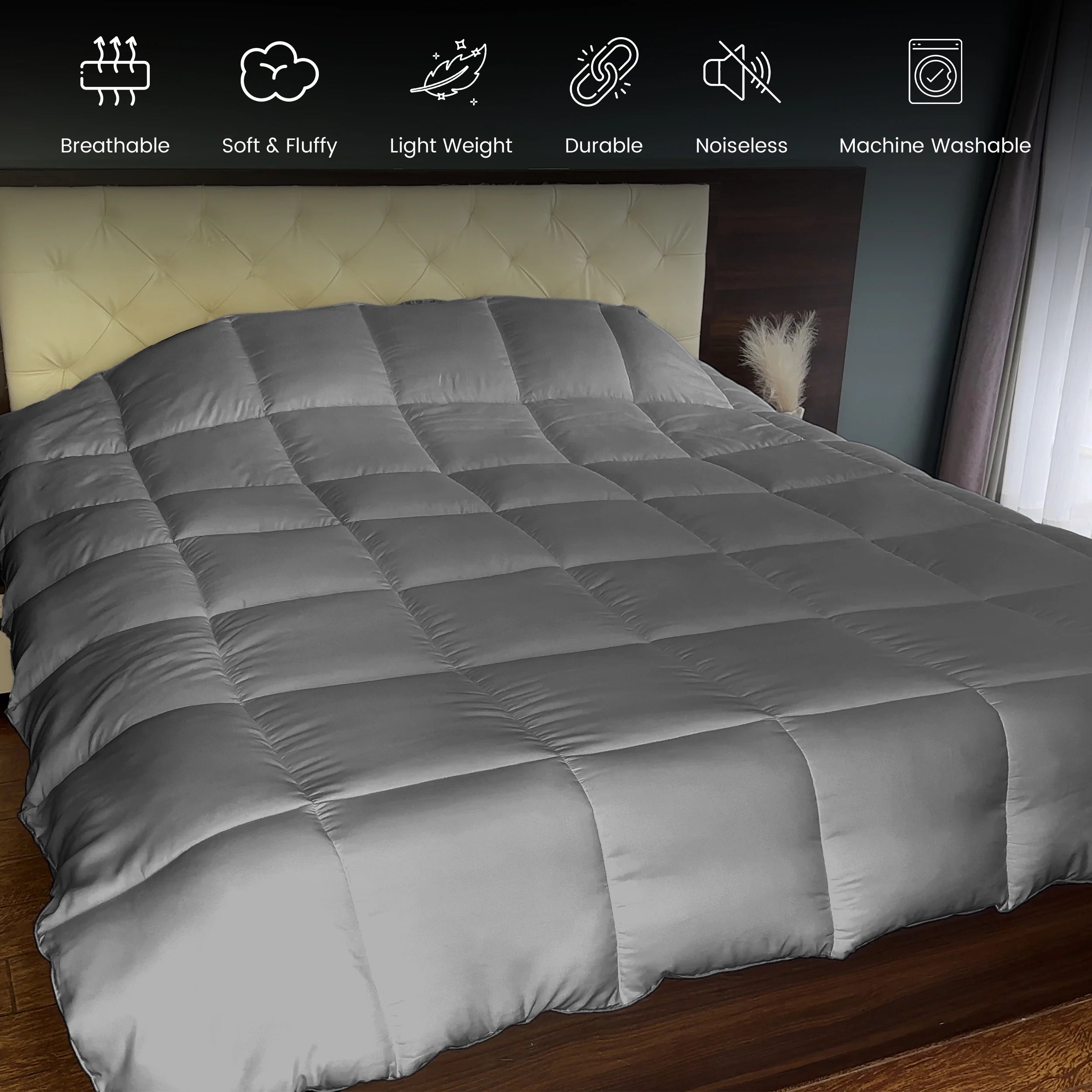 Lux Decor Down Alternative Comforter – 1 Piece Fluffy Duvet Insert with Box Stitch Design – Soft and Cozy Bedding, 102" x 90"