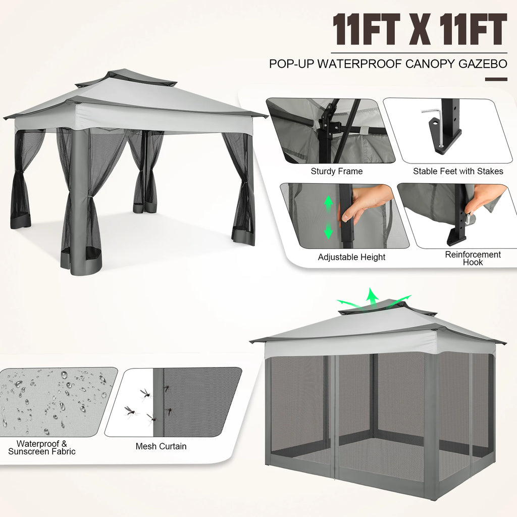 12x12 Pop up Gazebo on Clearance with Mosquito Netting