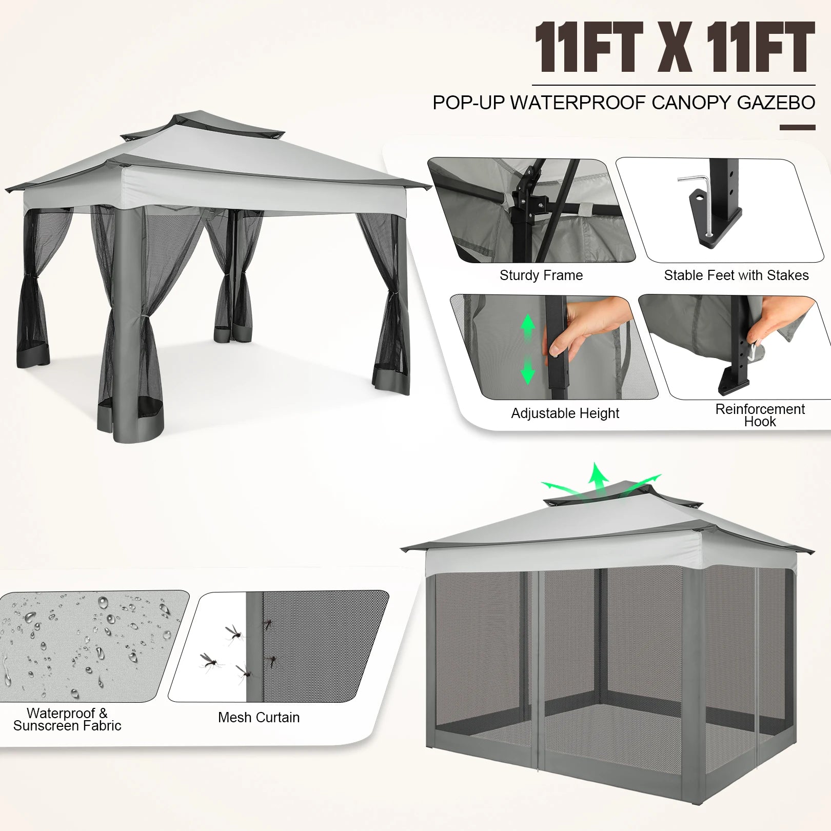 12x12 Pop up Gazebo on Clearance with Mosquito Netting
