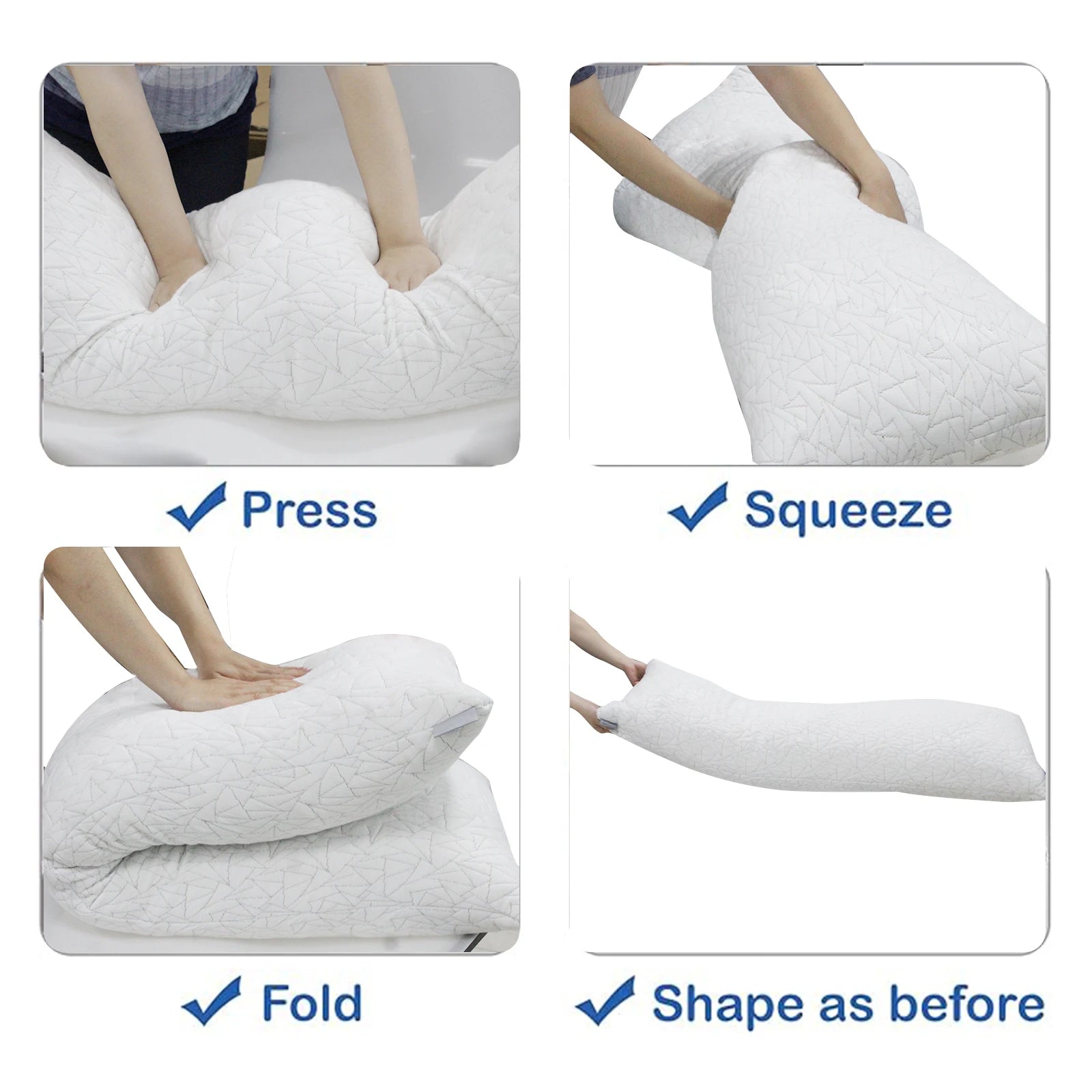 Memory Foam Body Pillow -Fluffy Body Pillows for Adults - 20x54 inch, White