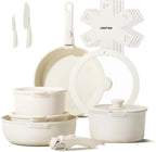 17-Piece Nonstick Cookware Set with Detachable Handle