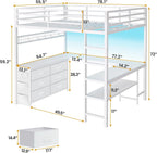 Loft Bed with U-Shaped Desk and Storage