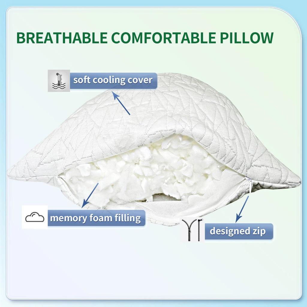 Memory Foam Body Pillow -Fluffy Body Pillows for Adults - 20x54 inch, White