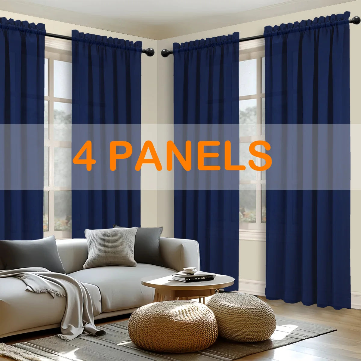 4pcs Light Filtering Curtains