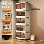 4/5-Tier Heavy-Duty Plastic Folding Storage Cabinet with Lid