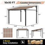 10' x 10' Gazebo for Patio, Large Wall Mounted Gazebos Pergola with Metal Frame,