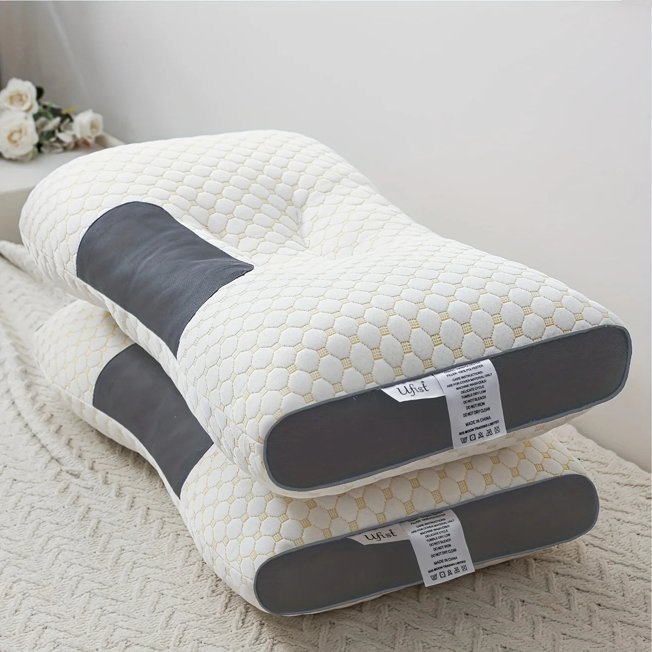 2pcs Soft Knitted Massage Neck Pillow