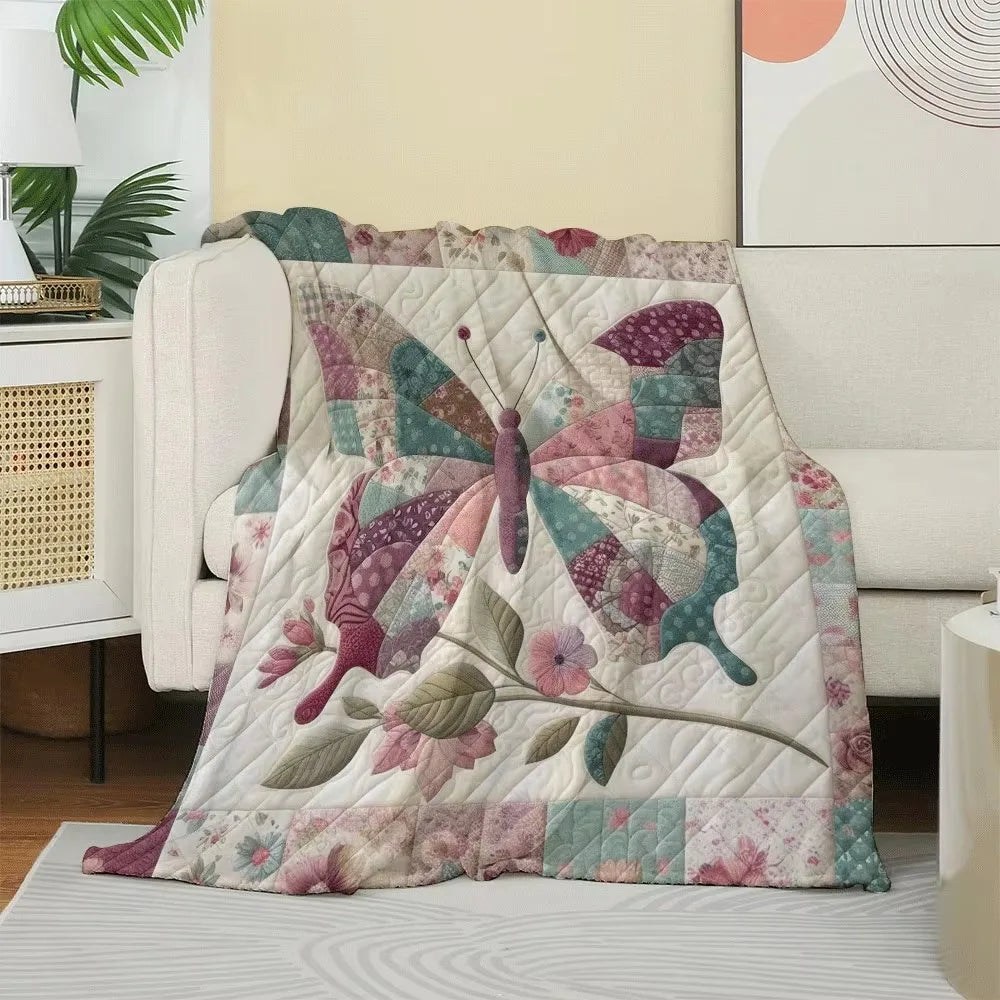 Vintage Patchwork Butterfly Throw Blanket