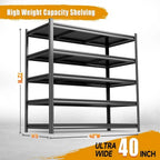 72''H × 40''W Garage Shelving, Metal Shelving