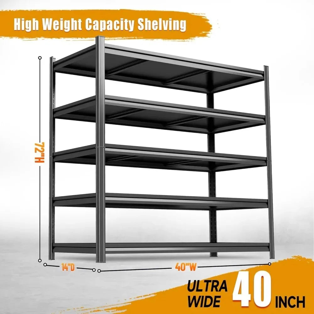 72''H × 40''W Garage Shelving, Metal Shelving