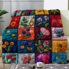 Vintage Floral Print Patchwork Throw Blanket