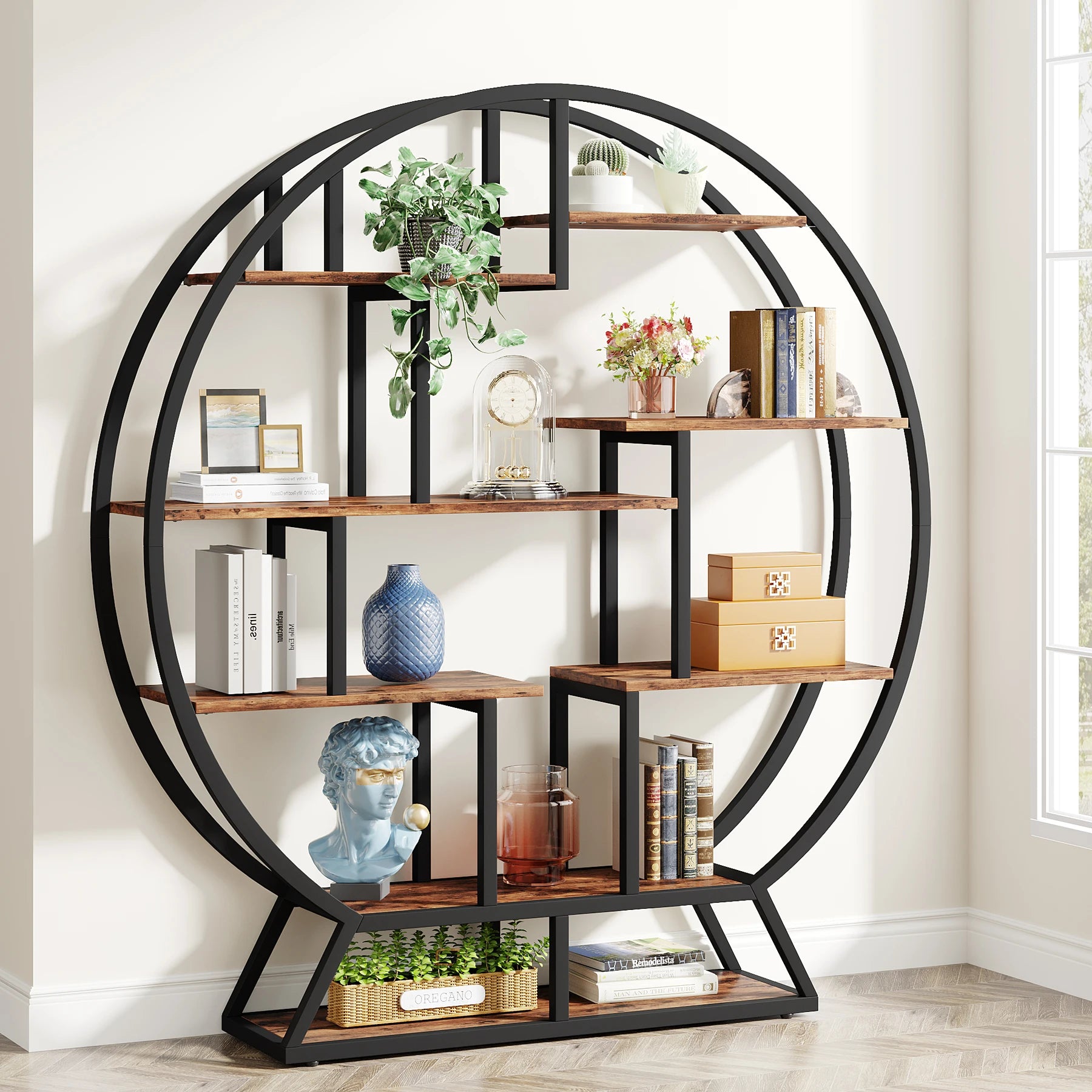 Bookshelf, Round Bookshelves Etagere Bookcase