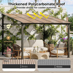 10' x 10' Gazebo for Patio, Large Wall Mounted Gazebos Pergola with Metal Frame,