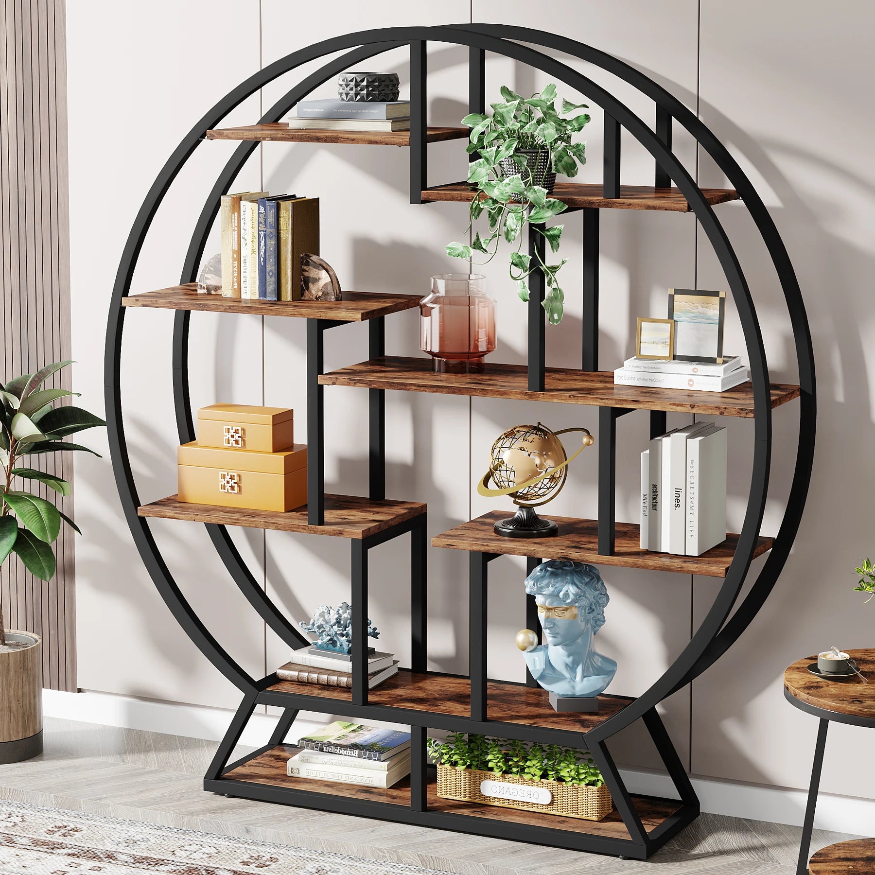 Bookshelf, Round Bookshelves Etagere Bookcase