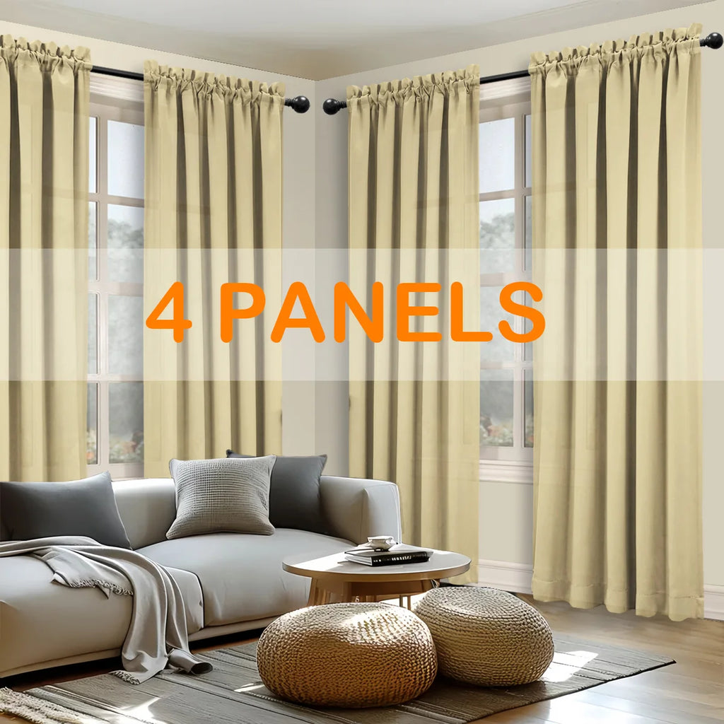 4pcs Light Filtering Curtains