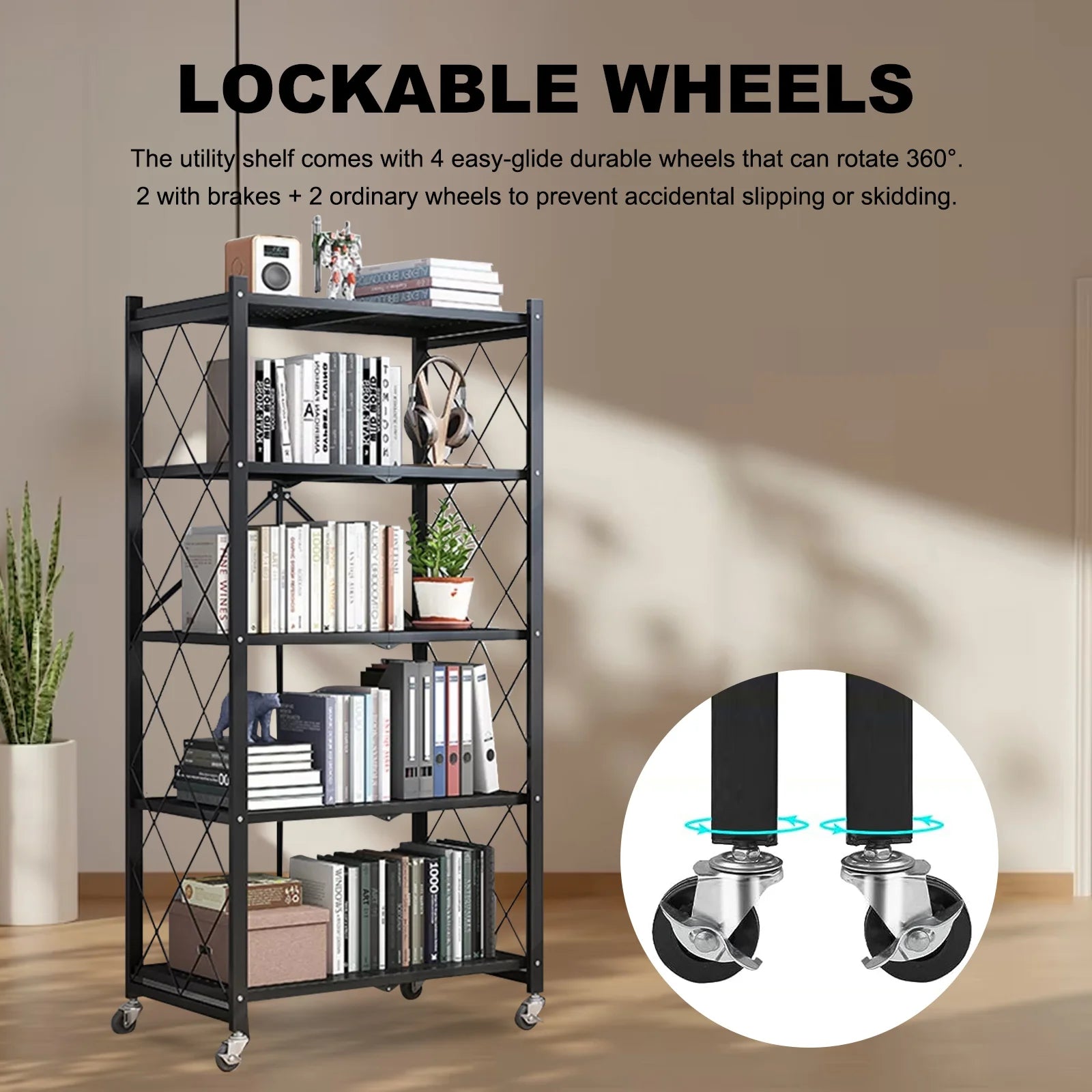 Storage Shelving 5-Tier With Wheel Unit
