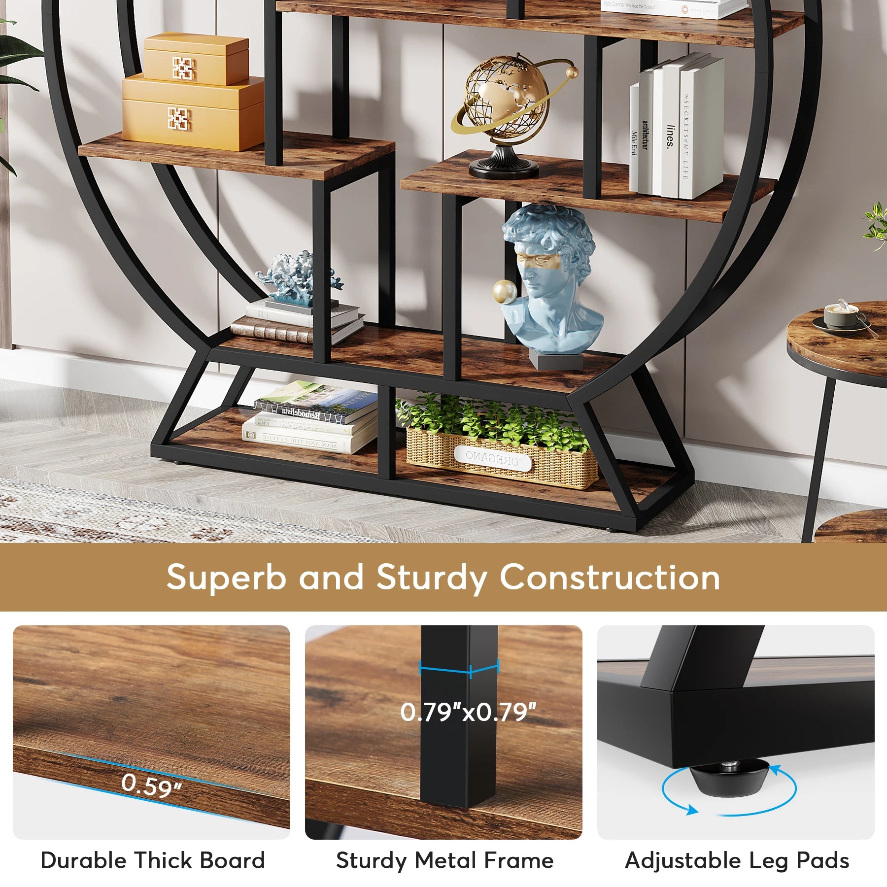 Bookshelf, Round Bookshelves Etagere Bookcase