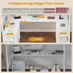Loft Bed with U-Shaped Desk and Storage