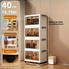 4/5-Tier Heavy-Duty Plastic Folding Storage Cabinet with Lid