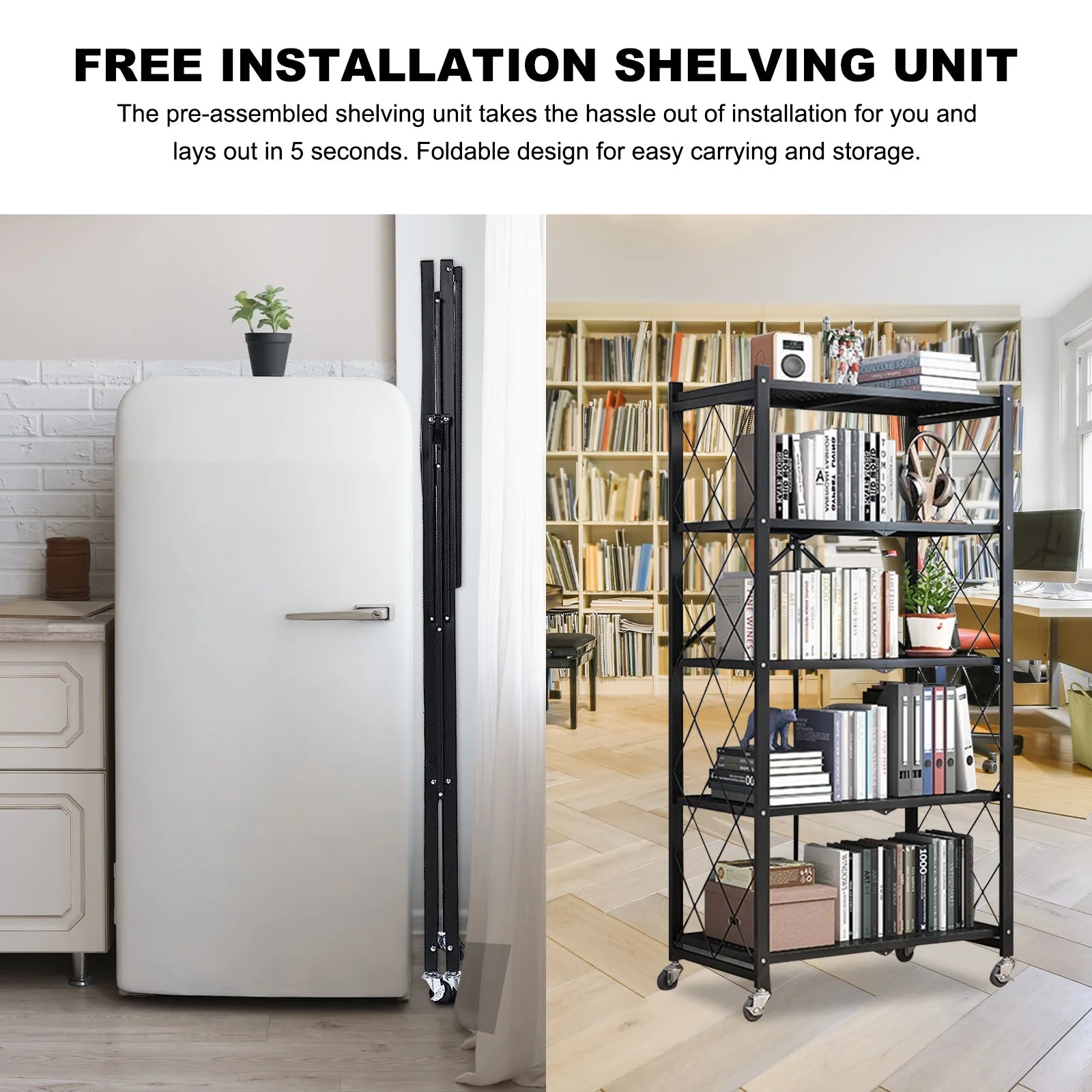 Storage Shelving 5-Tier With Wheel Unit
