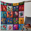 Vintage Floral Print Patchwork Throw Blanket