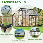 4x6~10x18FT Multi-Size Polycarbonate Greenhouse