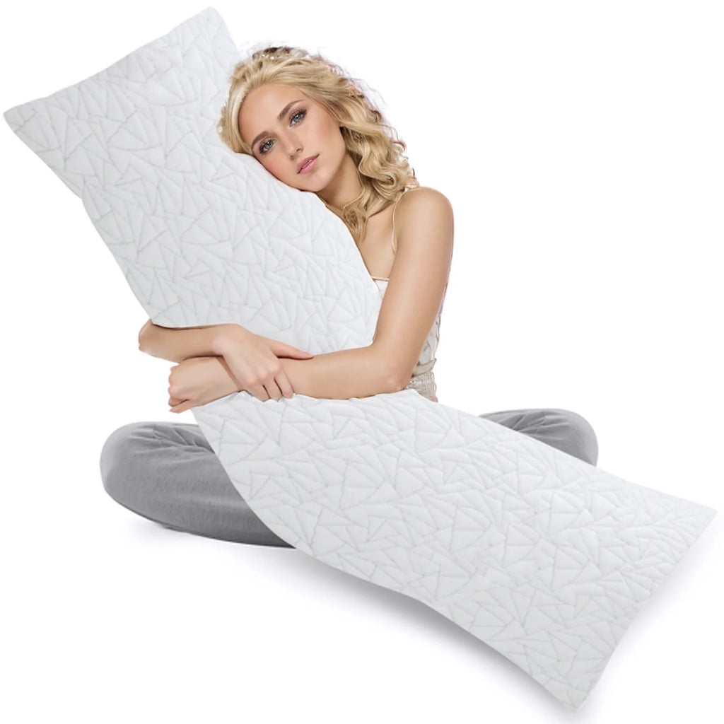 Memory Foam Body Pillow -Fluffy Body Pillows for Adults - 20x54 inch, White