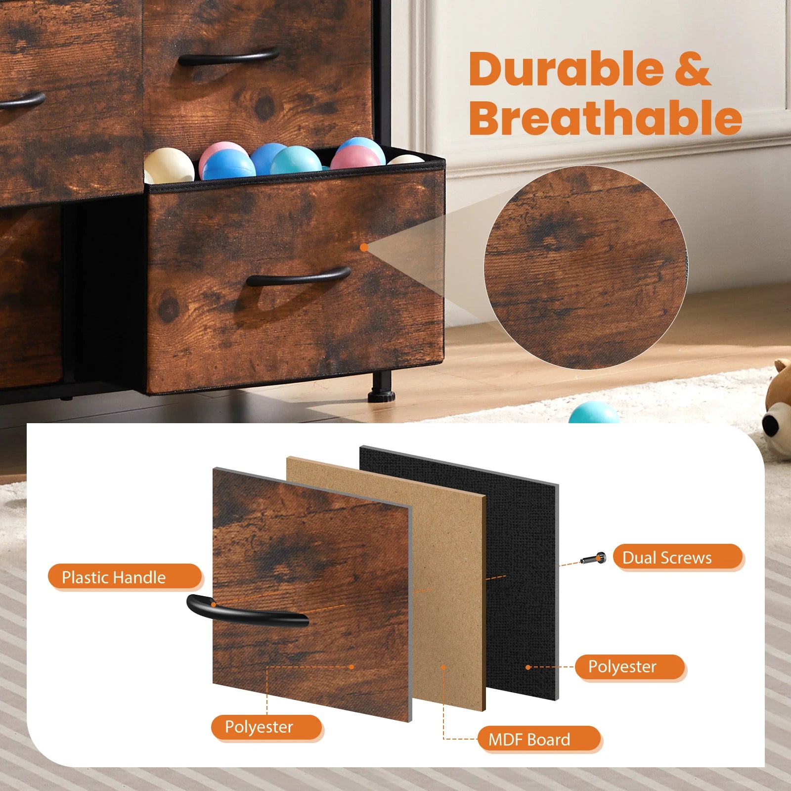9 Storage Drawer Tall Chest Organizer