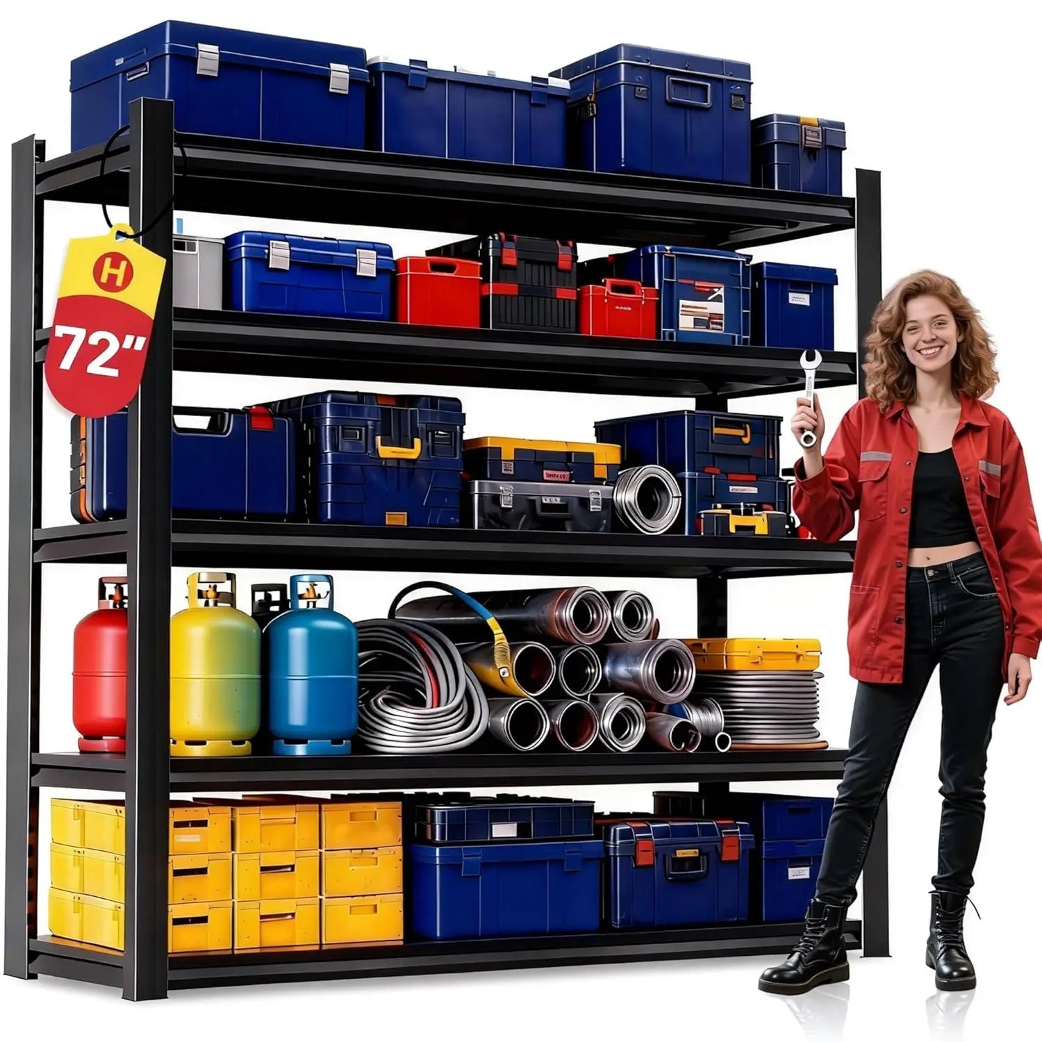 72''H × 40''W Garage Shelving, Metal Shelving