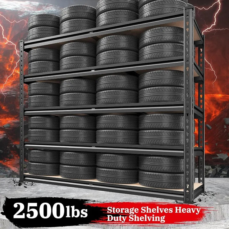 REIBII 2500LBS Garage Shelving 72''H Storage Shelves