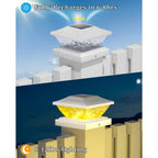 Solar Post Cap Lights,4Pack Fence Deck Post Cap Solar Powered Lights RGB with Two Modes