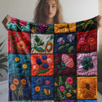 Vintage Floral Print Patchwork Throw Blanket