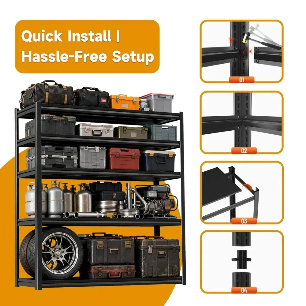 72''H × 40''W Garage Shelving, Metal Shelving