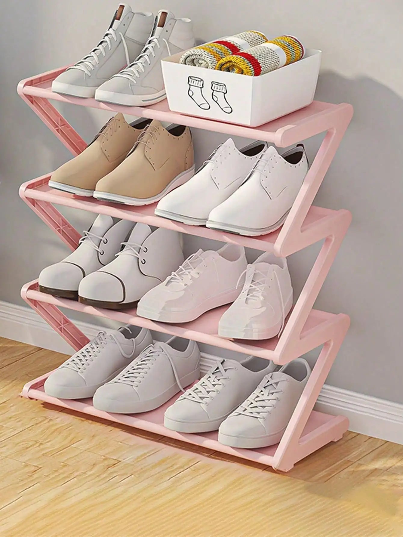 1pc 4-Tier Z-Shaped Shoe Rack