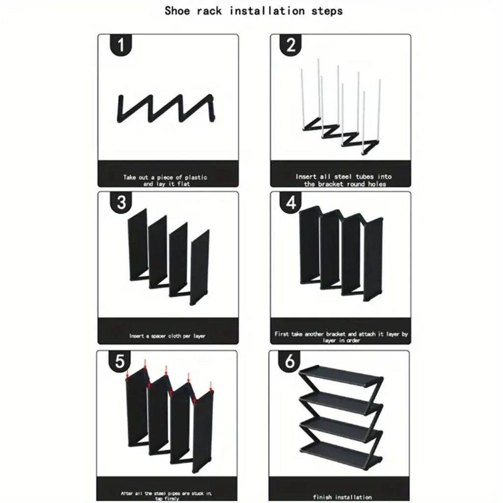 1pc 4-Tier Z-Shaped Shoe Rack