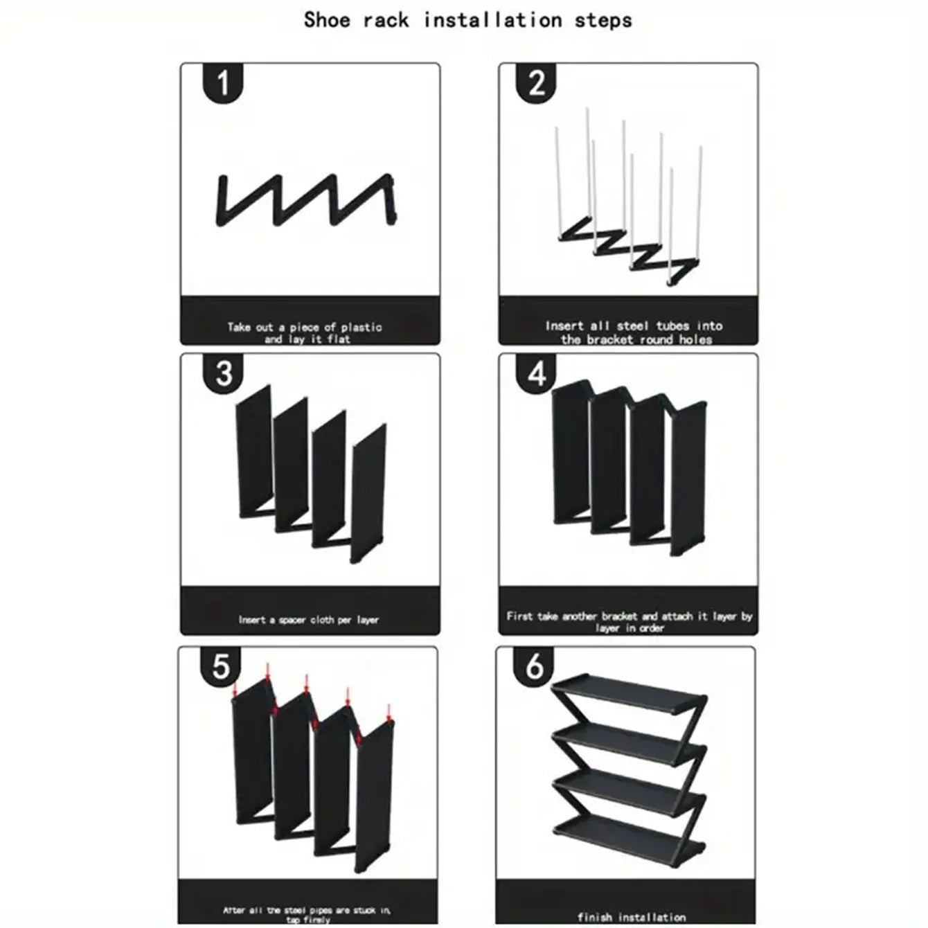 1pc 4-Tier Z-Shaped Shoe Rack