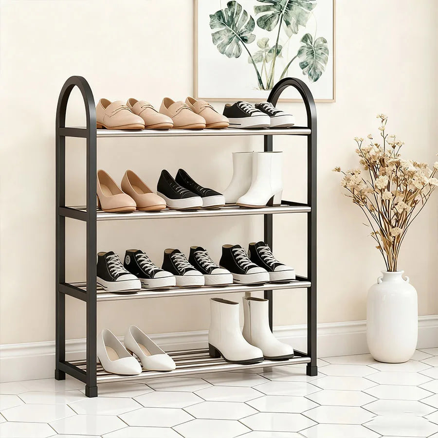 Portable Storage With Metal Frame and Plastic Shelves.