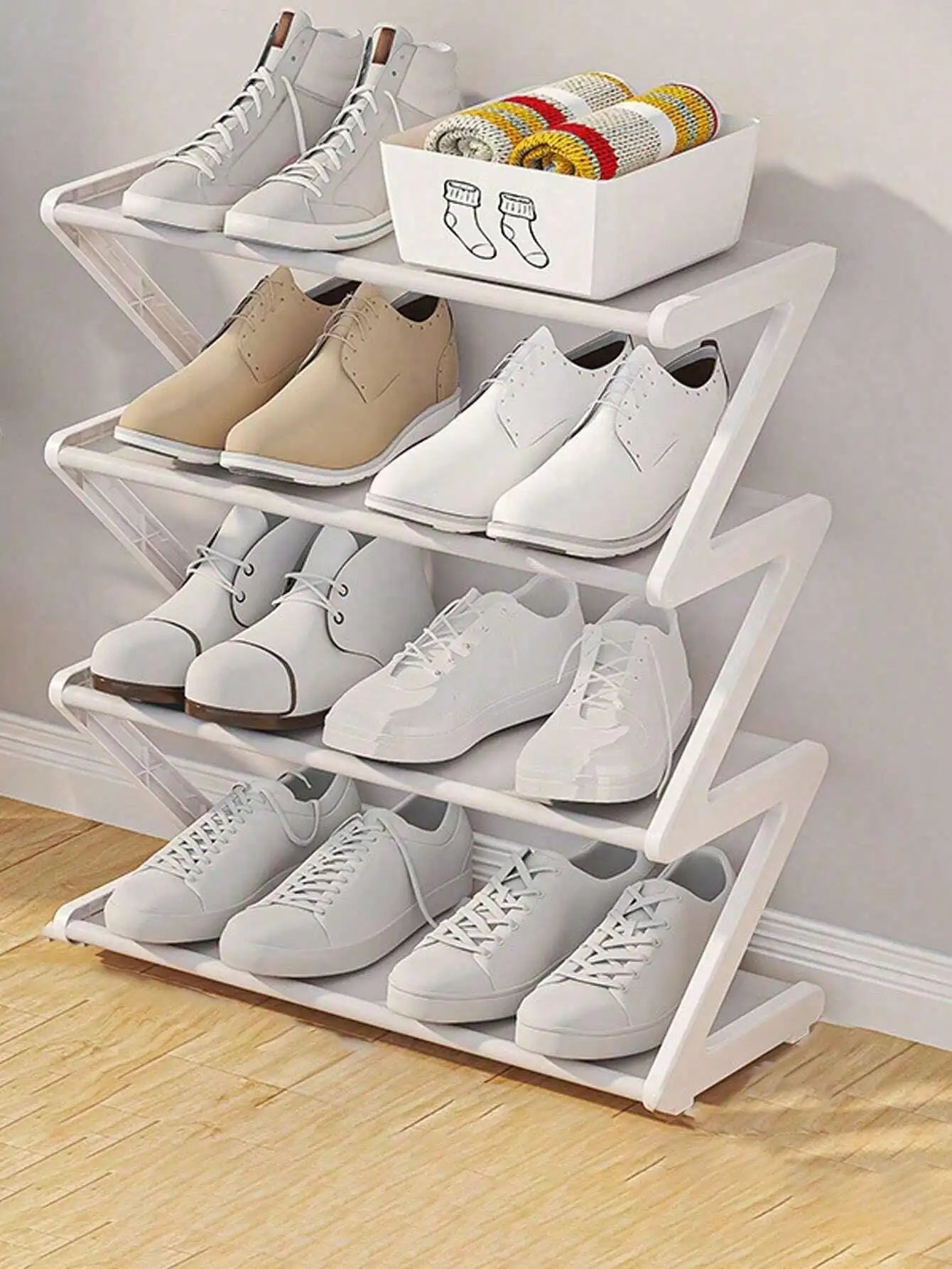 1pc 4-Tier Z-Shaped Shoe Rack