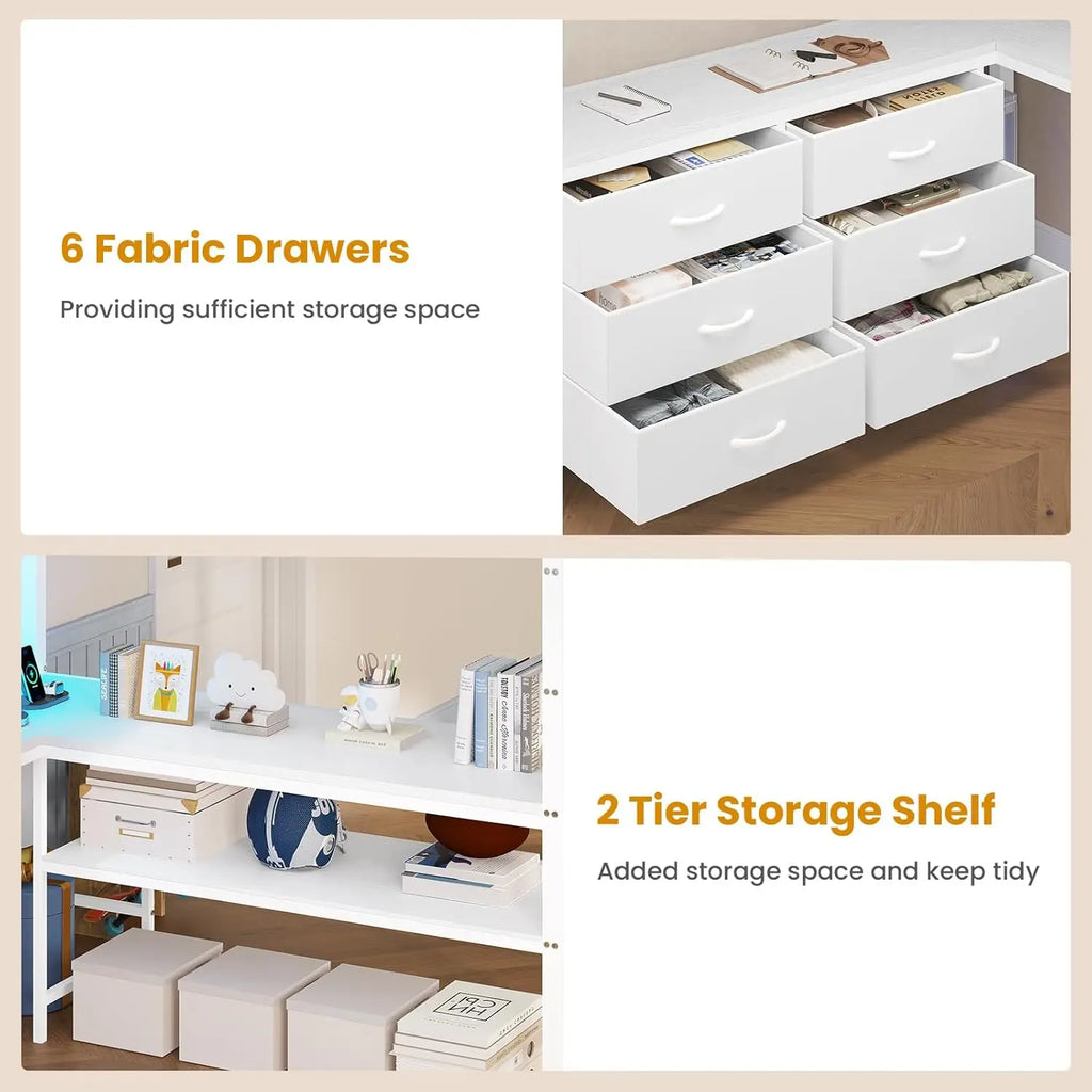 Loft Bed with U-Shaped Desk and Storage