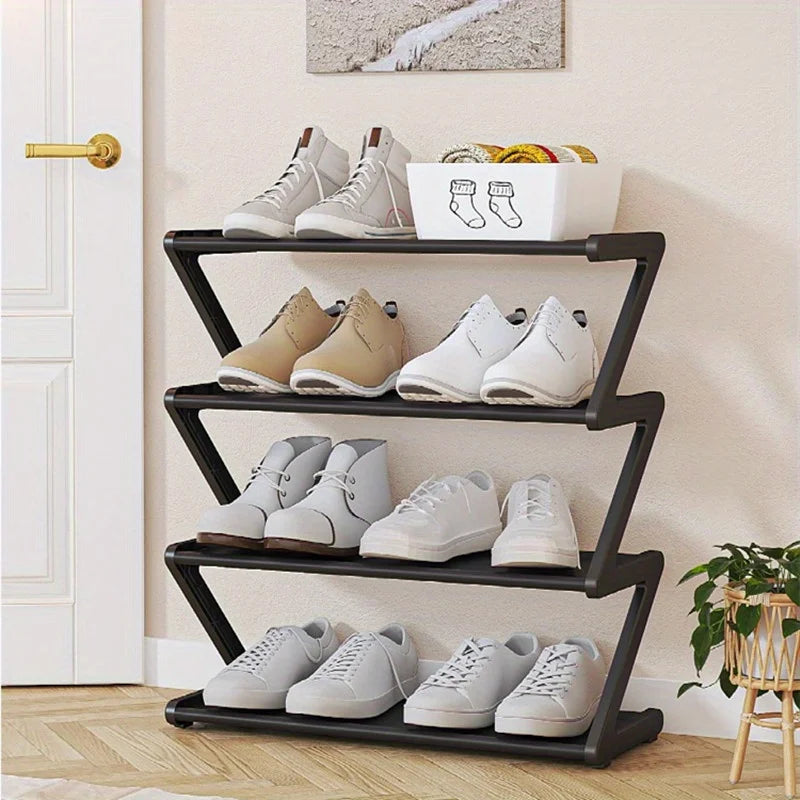 1pc 4-Tier Z-Shaped Shoe Rack