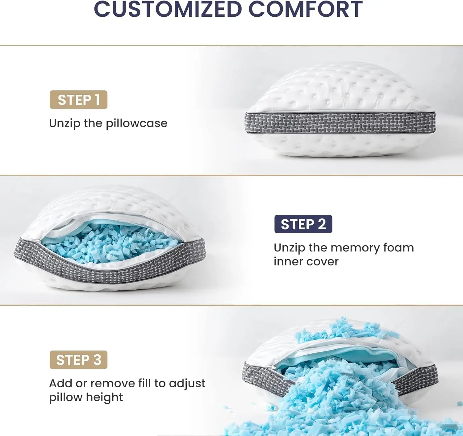 Cooling Gel Memory Foam Bed Pillow, CertiPUR-US Certified