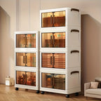 4/5-Tier Heavy-Duty Plastic Folding Storage Cabinet with Lid