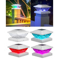 Solar Post Cap Lights,4Pack Fence Deck Post Cap Solar Powered Lights RGB with Two Modes