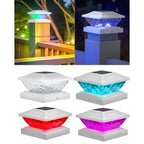 Solar Post Cap Lights,4Pack Fence Deck Post Cap Solar Powered Lights RGB with Two Modes