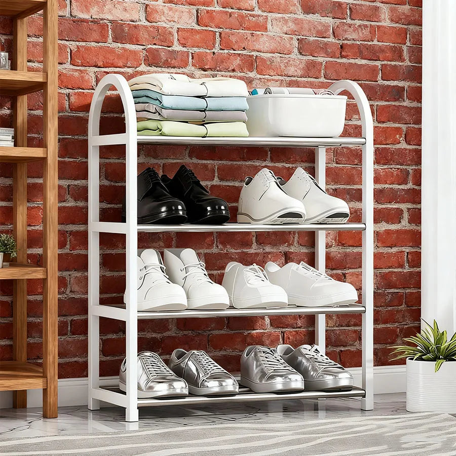 Portable Storage With Metal Frame and Plastic Shelves.